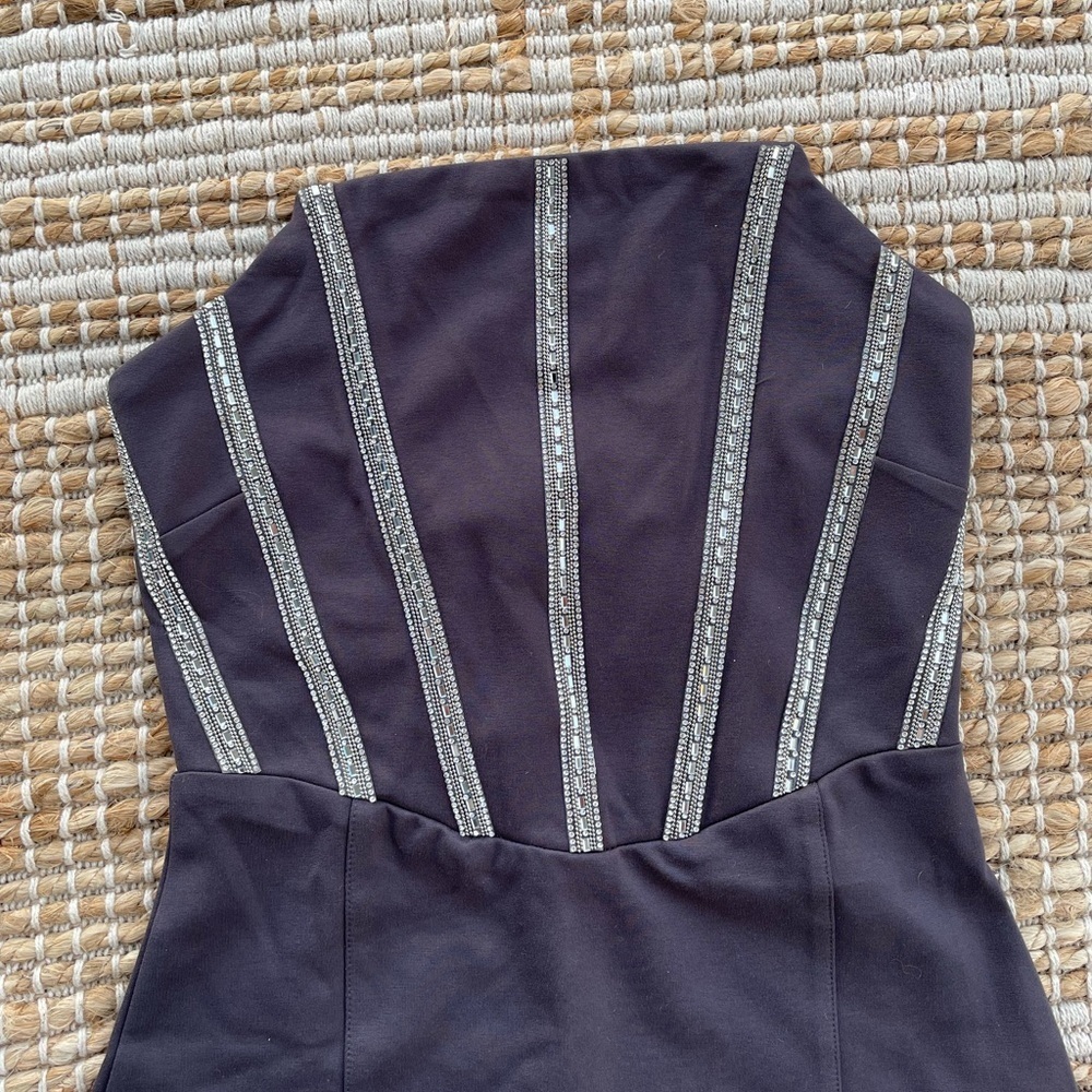 bebe Black Rhinestone Bodycon Dress XXS NWT Cocktail Evening Glam - Picture 2 of 6